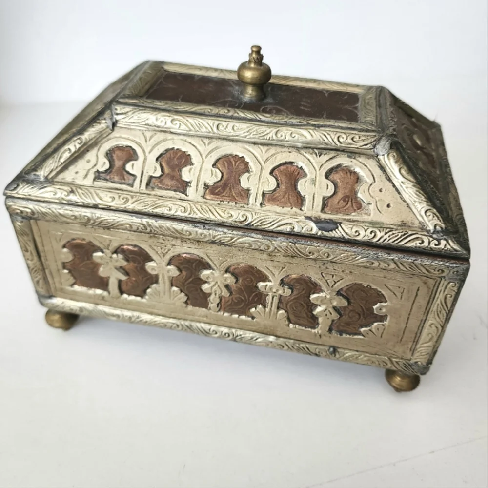 Vintage Moroccan Jewelry Chest Casket